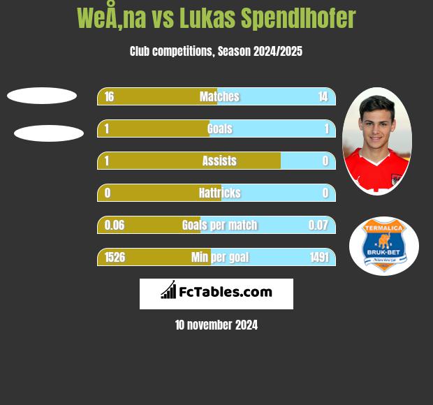 WeÅ‚na vs Lukas Spendlhofer h2h player stats