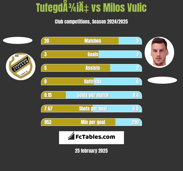 TufegdÅ¾iÄ‡ vs Milos Vulic h2h player stats