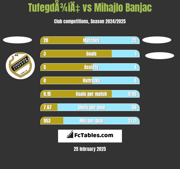 TufegdÅ¾iÄ‡ vs Mihajlo Banjac h2h player stats