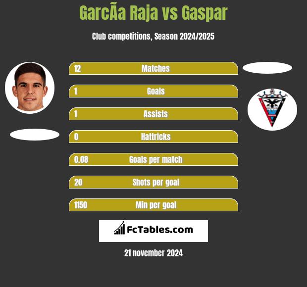 GarcÃ­a Raja vs Gaspar h2h player stats