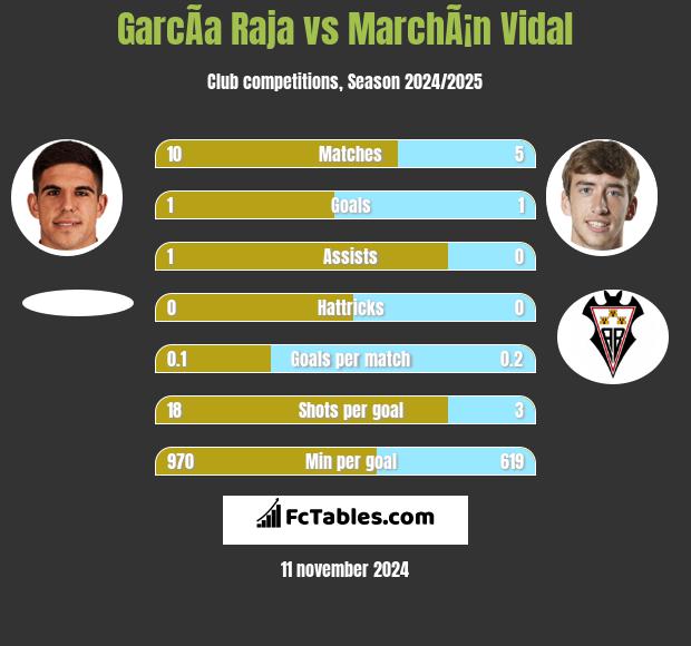 GarcÃ­a Raja vs MarchÃ¡n Vidal h2h player stats