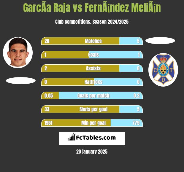 GarcÃ­a Raja vs FernÃ¡ndez MeliÃ¡n h2h player stats