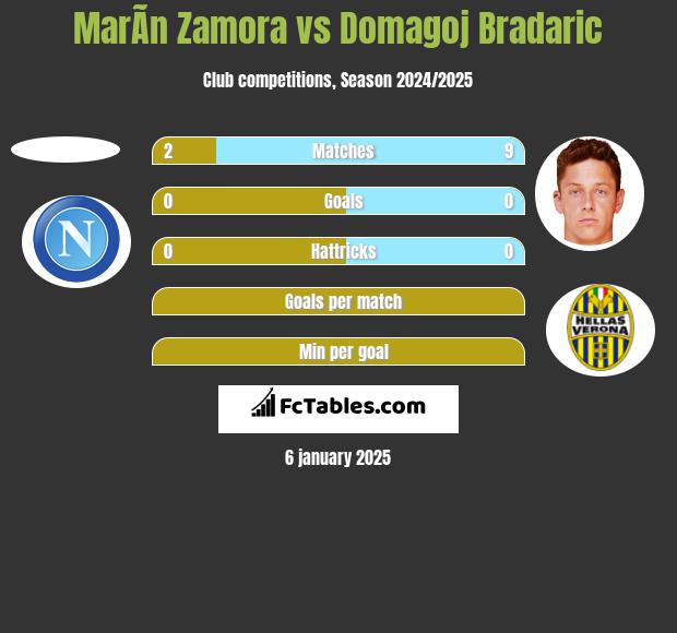 MarÃ­n Zamora vs Domagoj Bradaric h2h player stats