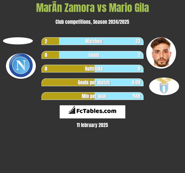 MarÃ­n Zamora vs Mario Gila h2h player stats