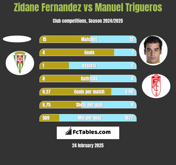 Zidane Fernandez vs Manuel Trigueros h2h player stats