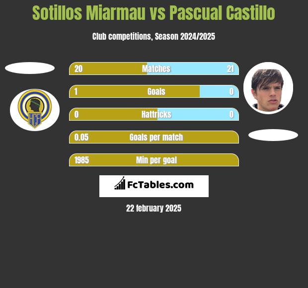 Sotillos Miarmau vs Pascual Castillo h2h player stats