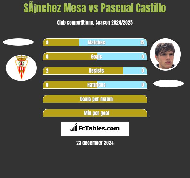 SÃ¡nchez Mesa vs Pascual Castillo h2h player stats