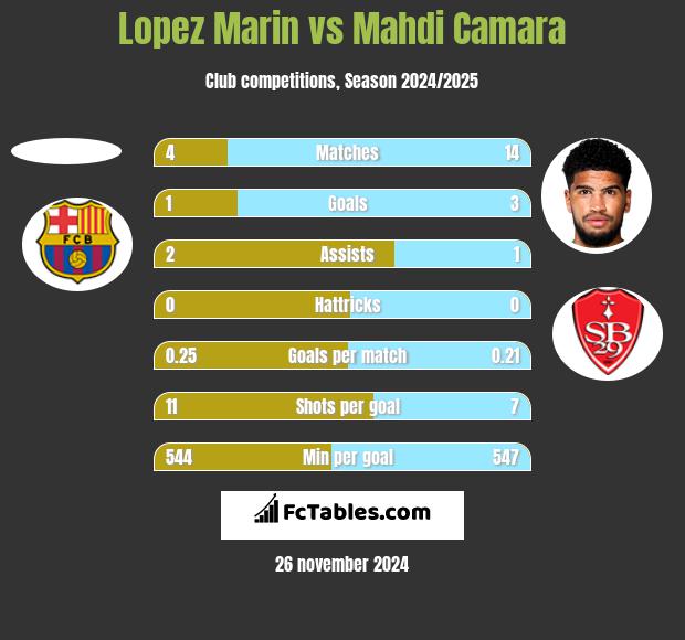 Lopez Marin vs Mahdi Camara h2h player stats