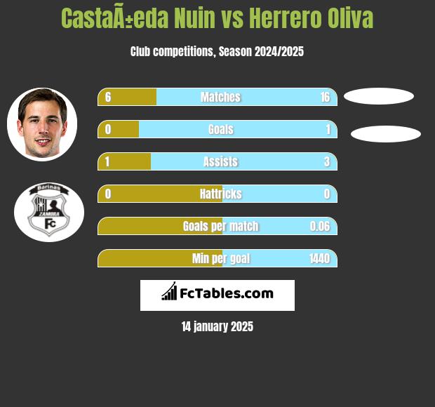 CastaÃ±eda Nuin vs Herrero Oliva h2h player stats