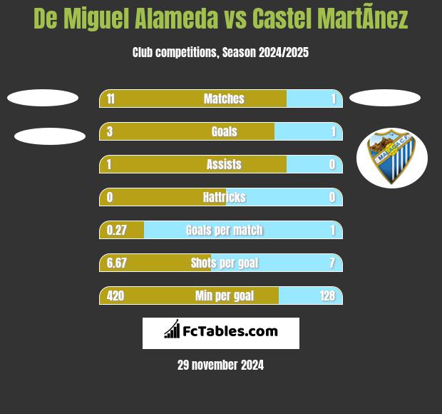 De Miguel Alameda vs Castel MartÃ­nez h2h player stats