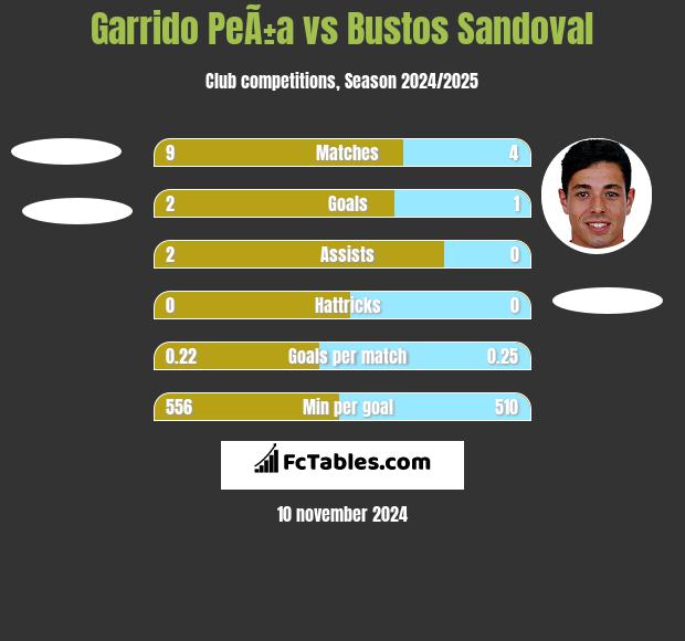 Garrido PeÃ±a vs Bustos Sandoval h2h player stats