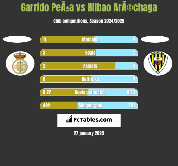 Garrido PeÃ±a vs Bilbao ArÃ©chaga h2h player stats