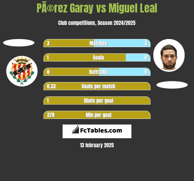 PÃ©rez Garay vs Miguel Leal h2h player stats