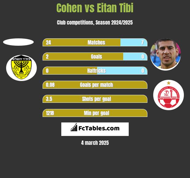 Cohen vs Eitan Tibi h2h player stats