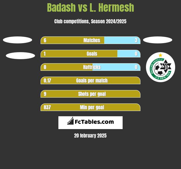 Badash vs L. Hermesh h2h player stats