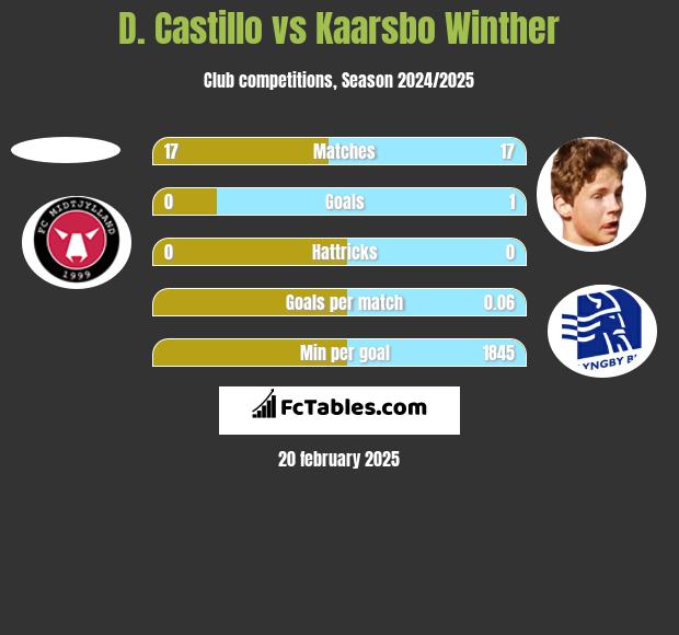 D. Castillo vs Kaarsbo Winther h2h player stats