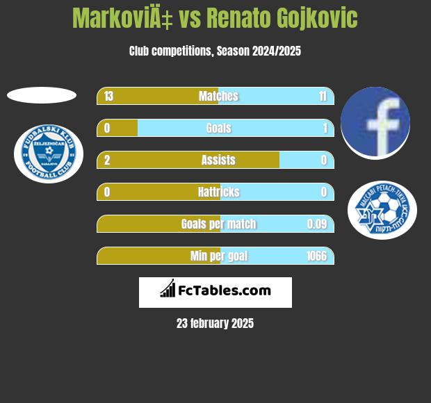 MarkoviÄ‡ vs Renato Gojkovic h2h player stats