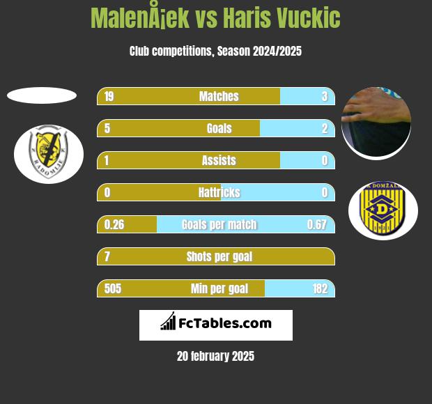 MalenÅ¡ek vs Haris Vuckic h2h player stats