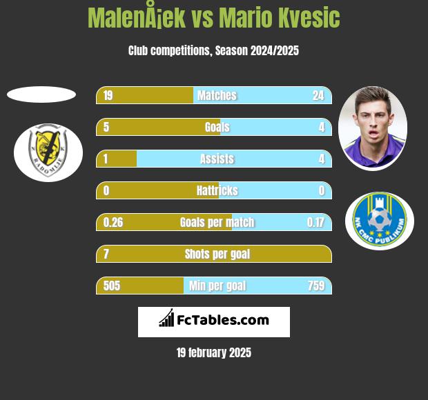 MalenÅ¡ek vs Mario Kvesic h2h player stats