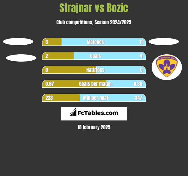 Strajnar vs Bozic h2h player stats