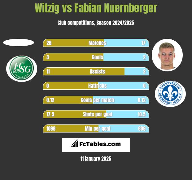 Witzig vs Fabian Nuernberger h2h player stats