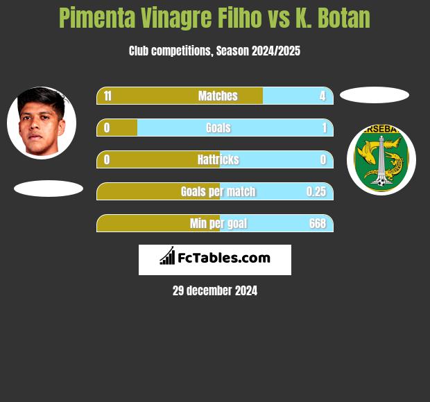 Pimenta Vinagre Filho vs K. Botan h2h player stats