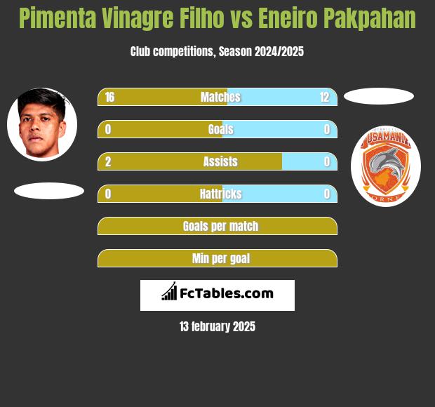 Pimenta Vinagre Filho vs Eneiro Pakpahan h2h player stats