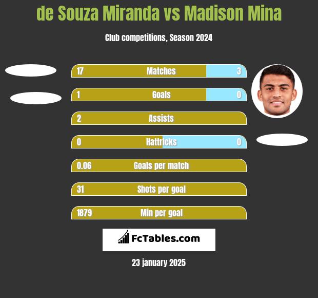 de Souza Miranda vs Madison Mina h2h player stats