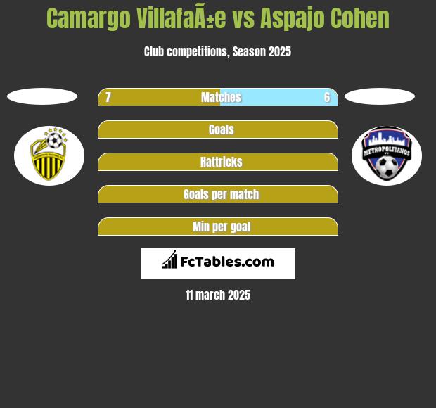 Camargo VillafaÃ±e vs Aspajo Cohen h2h player stats