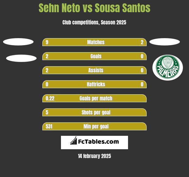 Sehn Neto vs Sousa Santos h2h player stats