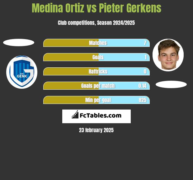 Medina Ortiz vs Pieter Gerkens h2h player stats