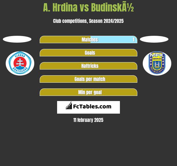 A. Hrdina vs BudinskÃ½ h2h player stats