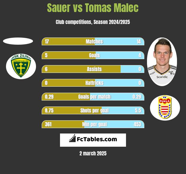 Sauer vs Tomas Malec h2h player stats