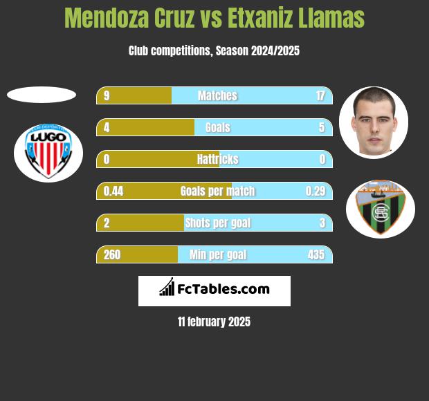 Mendoza Cruz vs Etxaniz Llamas h2h player stats