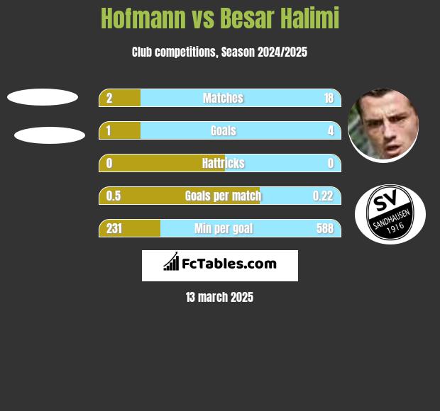 Hofmann vs Besar Halimi h2h player stats