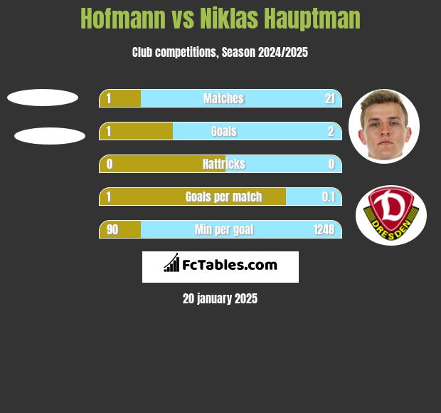 Hofmann vs Niklas Hauptman h2h player stats