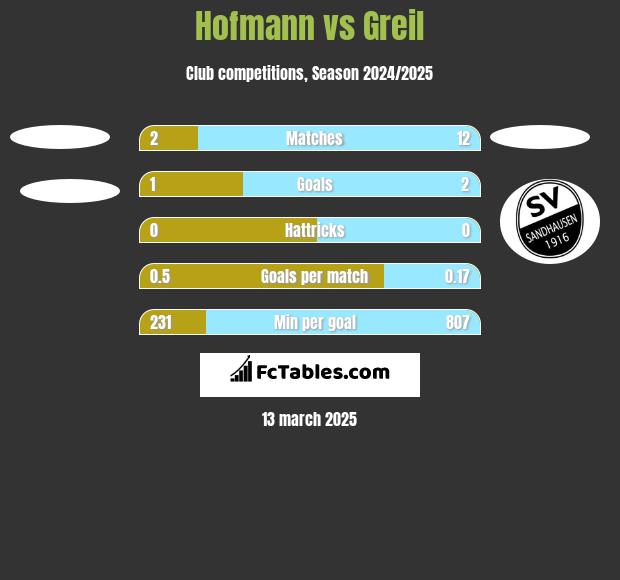 Hofmann vs Greil h2h player stats