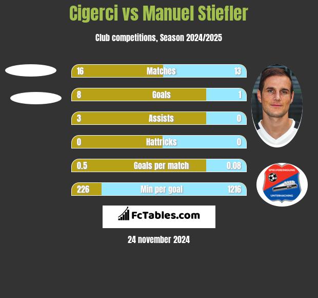 Cigerci vs Manuel Stiefler h2h player stats