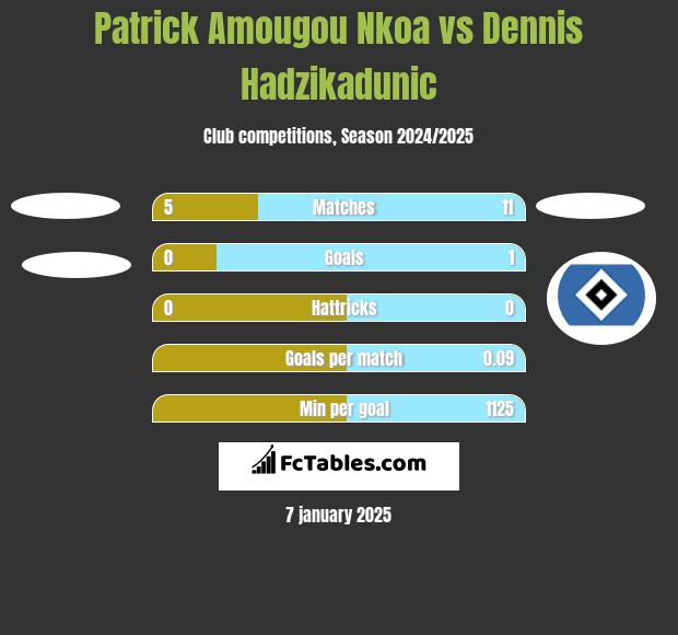 Patrick Amougou Nkoa vs Dennis Hadzikadunic h2h player stats