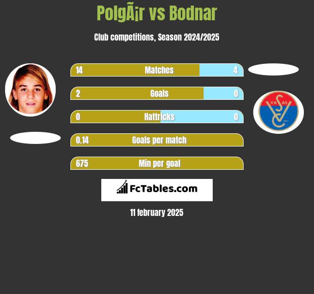 PolgÃ¡r vs Bodnar h2h player stats