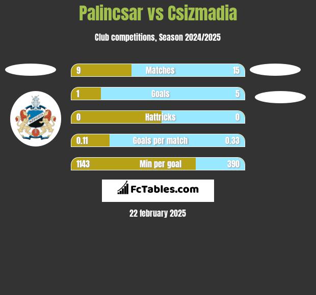 Palincsar vs Csizmadia h2h player stats