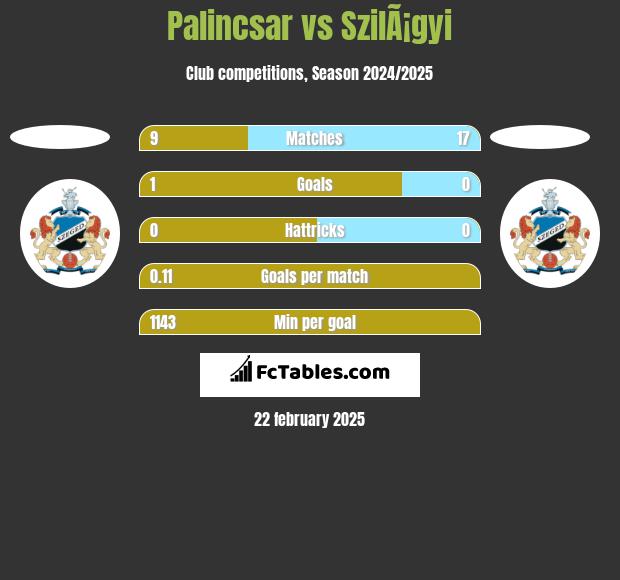 Palincsar vs SzilÃ¡gyi h2h player stats