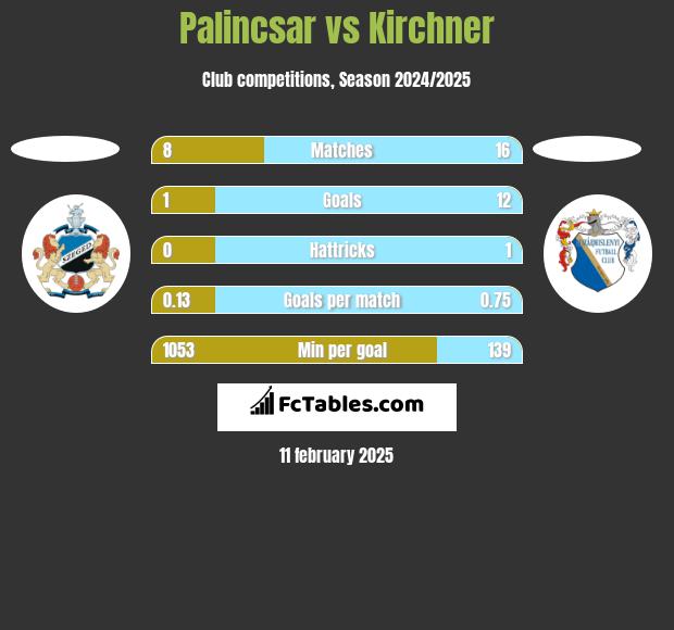 Palincsar vs Kirchner h2h player stats