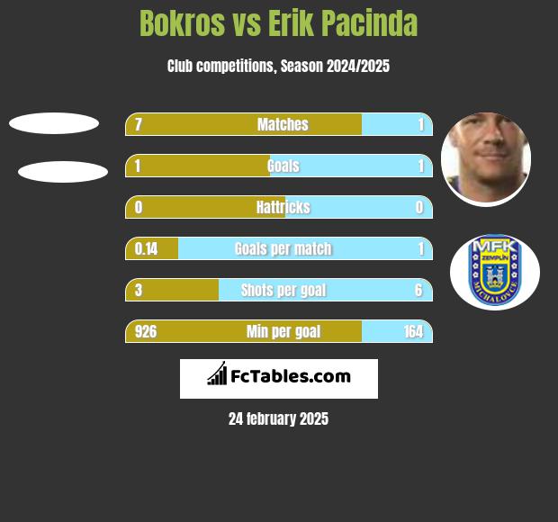 Bokros vs Erik Pacinda h2h player stats