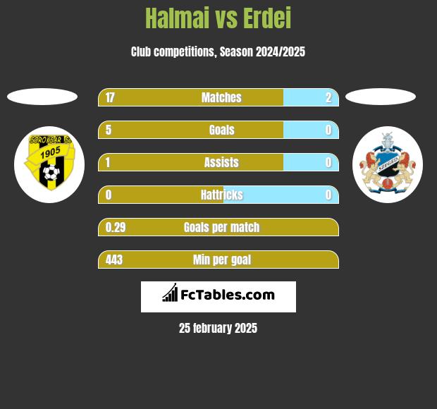 Halmai vs Erdei h2h player stats