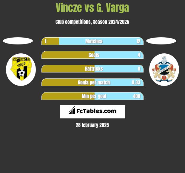 Vincze vs G. Varga h2h player stats