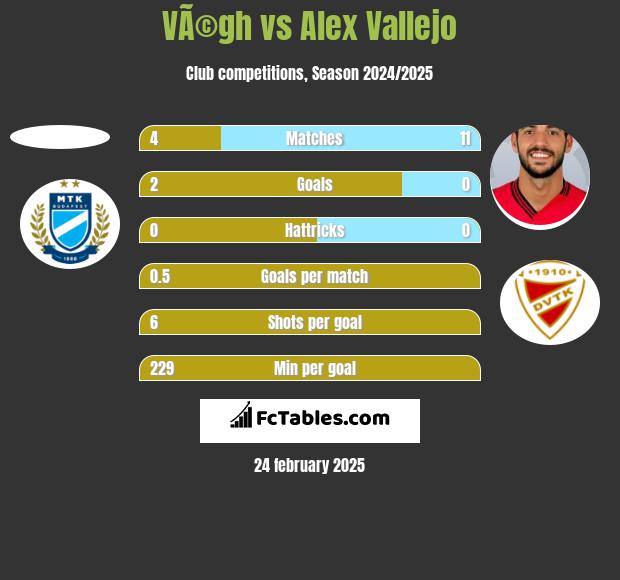 VÃ©gh vs Alex Vallejo h2h player stats