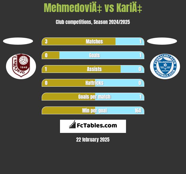 MehmedoviÄ‡ vs KariÄ‡ h2h player stats