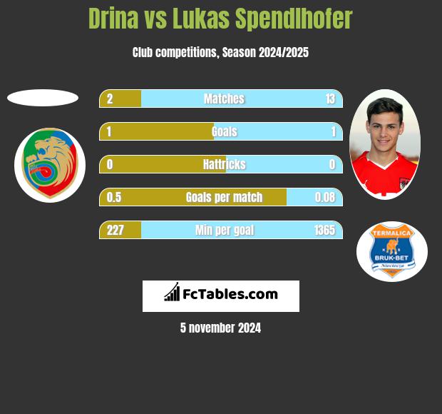 Drina vs Lukas Spendlhofer h2h player stats