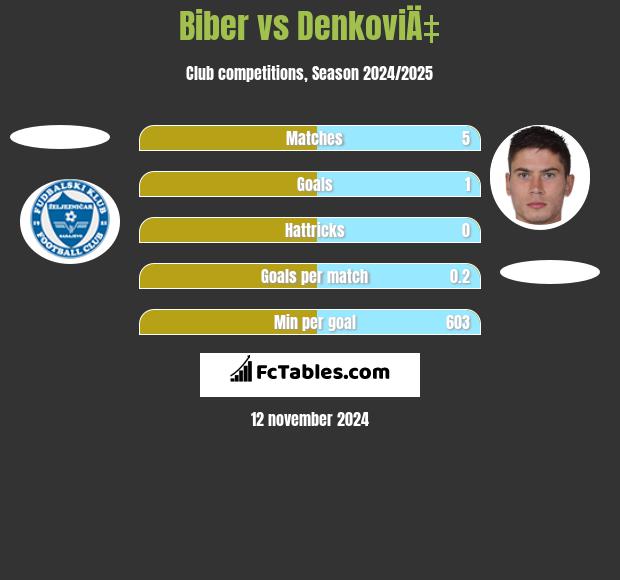 Biber vs DenkoviÄ‡ h2h player stats